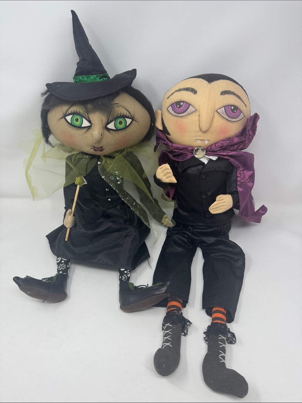 JOE SPENCER SHELF SITTERS HALLOWEEN WITCH VAMPIRE LOT OF 2 NO TAGS
